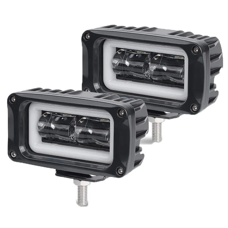 8D 4" Led Motocycle Headlight Auxiliary Spotlights Offroad Fog Lamp White Angel Eye for Jeep Truck Moto Scooters ATV UTV UAZ SUV