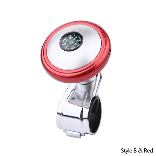 Steering Wheel Spinner Knob with Compass Universal 360 Degree Rotation Metal Power Handle Ball Booster for Car Vehicle Auto
