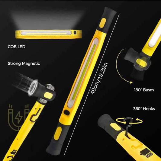 5200Mah Super Bright Work Light Rechargeable Magnetic Work Light with Hooks & Rotating Magnetic Base for Car Repairing Emergency