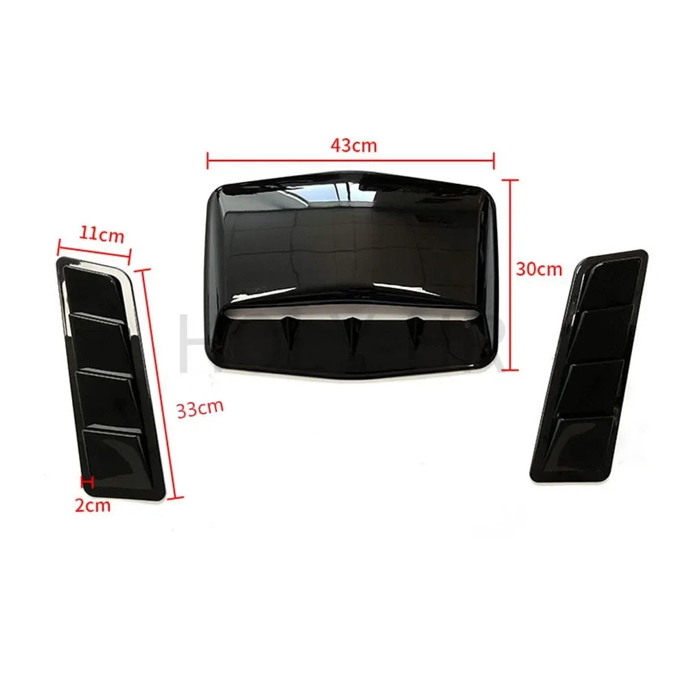 Hood and Side Vent Cover Kit | Universal – Black and Carbon Fiber