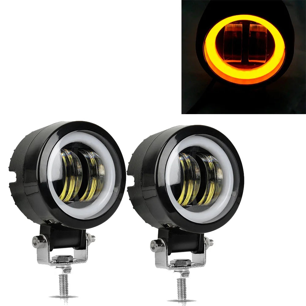 2PCS/1PC 12V-80V Waterproof round Angel Eyes LED Light Portable Spotlights Motorcycle Offroad Truck Driving Car Boat Work Light