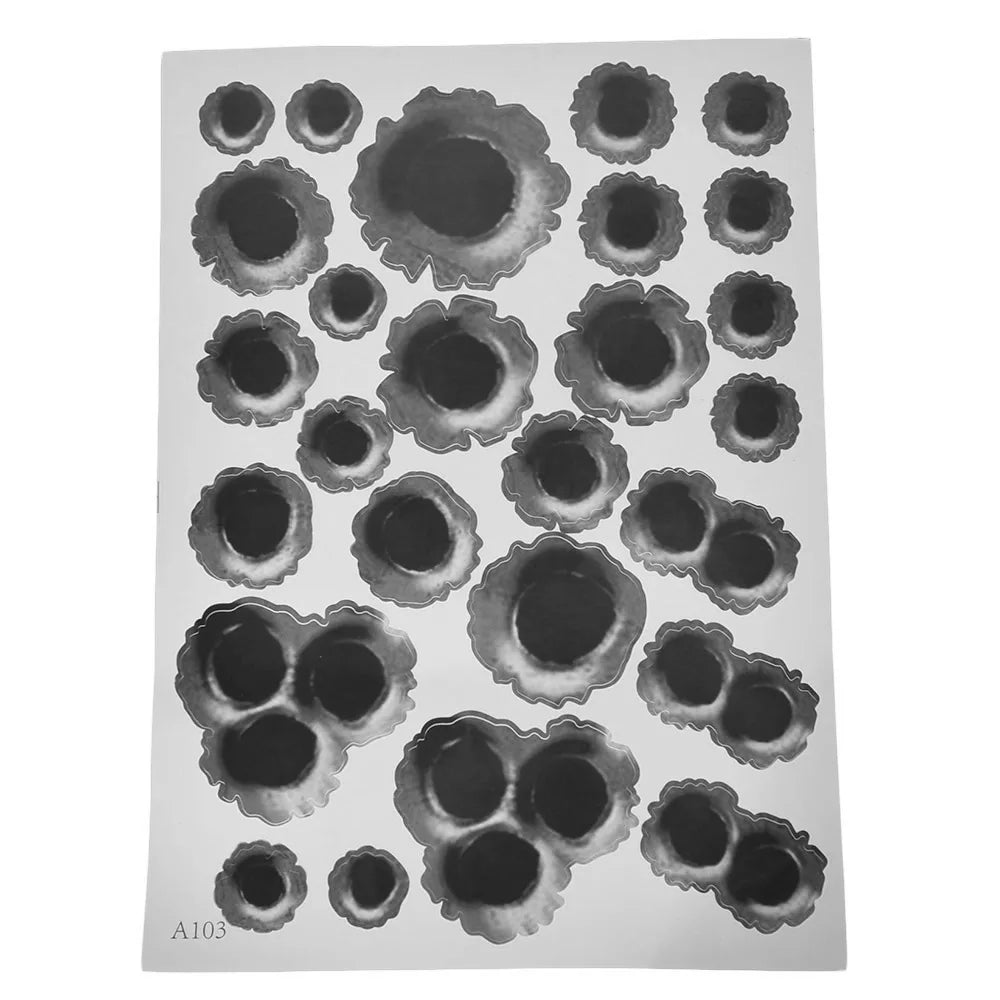 1Pcs Funny Car Stickers 3D Bullet Hole Car Side Stickers Car-Covers Motorcycle Scratch Realistic Bullet Hole Waterproof Stickers