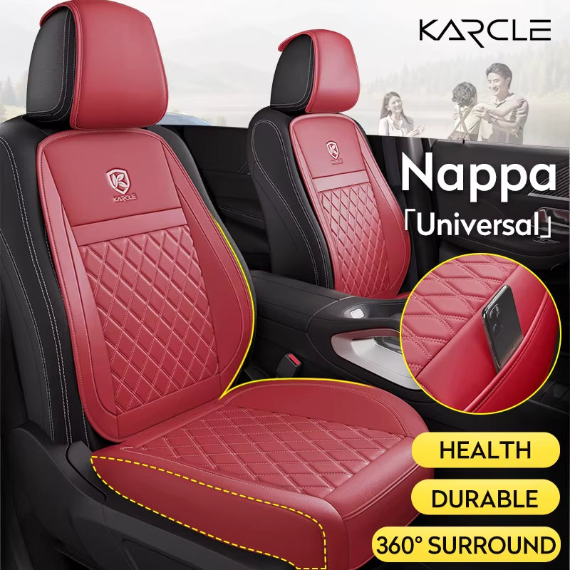 Nappa Leather Car Seat Cover Surround Bottom Car Seat Cover Full Set Durable Car Seat Protection Cushion Car Accessories