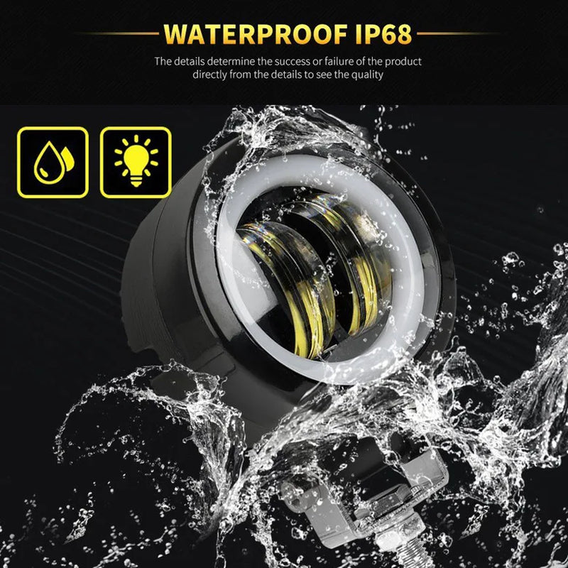 2PCS/1PC 12V-80V Waterproof round Angel Eyes LED Light Portable Spotlights Motorcycle Offroad Truck Driving Car Boat Work Light