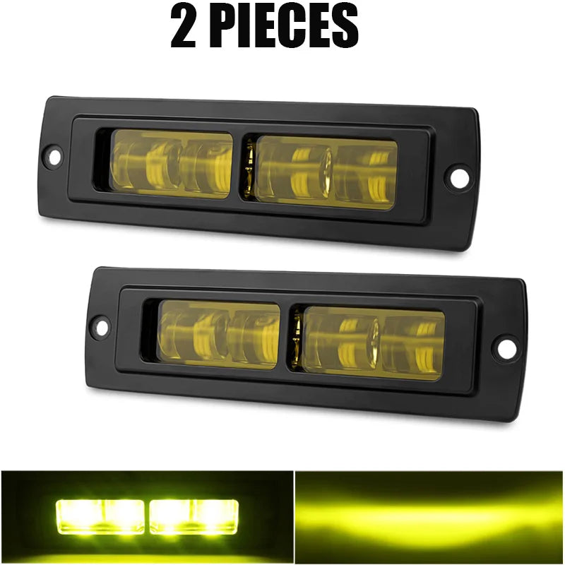 6D Lens Flush Mount Reverse Light 7 Inch LED Work Light Bar White Yellow Driving Fog Lamp for Truck Trailer Camper Van 4X4 SUV