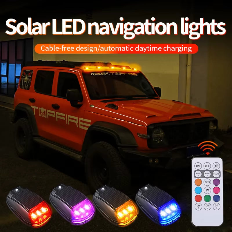 RGB Led Strobe Lights Solar Powered Aircraft Airplane Helicopter Warning Lights Wireless Light LED Flash for Car Motorcycle