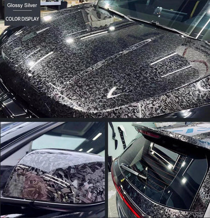 Glossy Laser Forged Carbon Fiber Vinyl Wrap Self Adhesive Car Sticker Waterproof Auto Glossy Vinyl Carbon Film for Car Decal