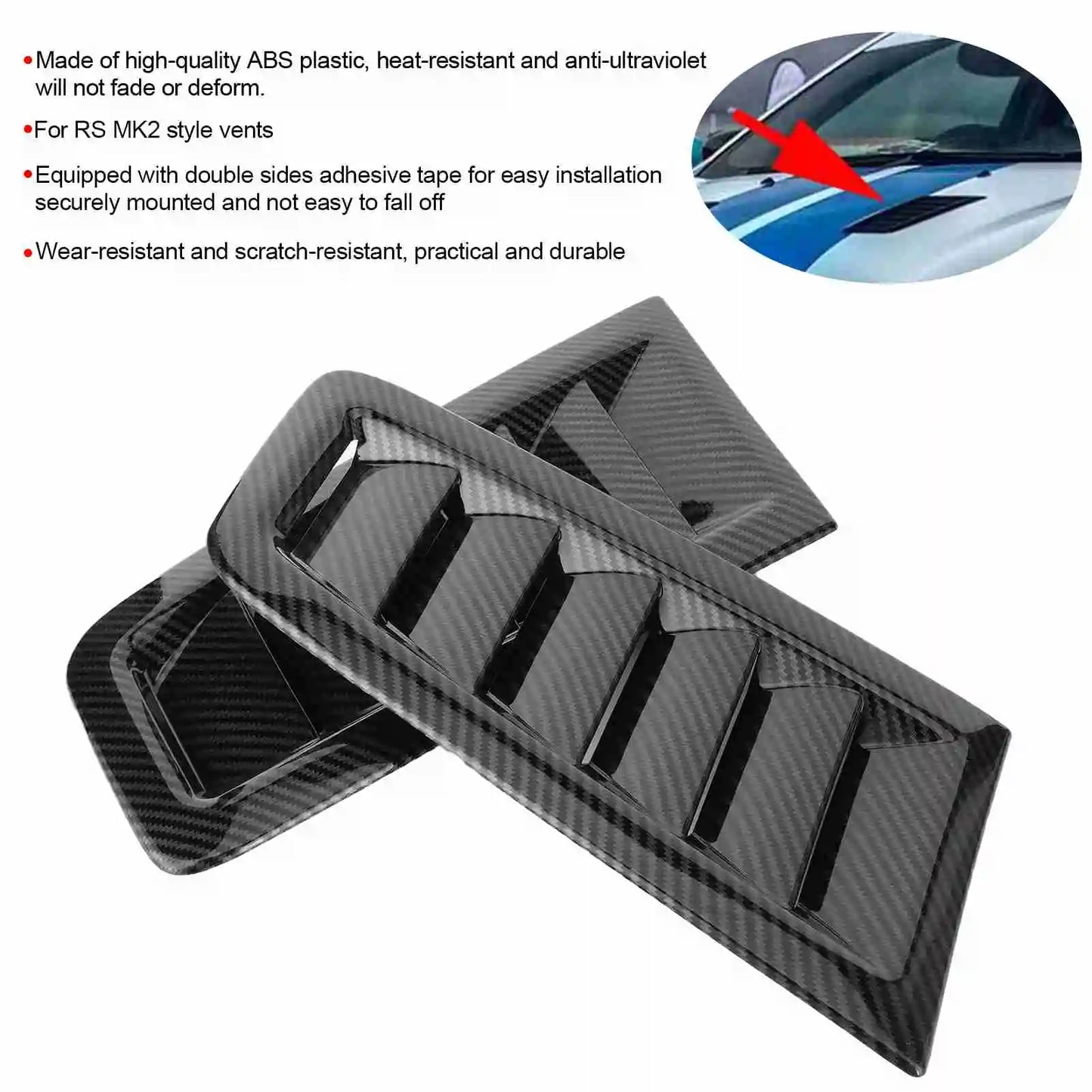 2PCS Hood Vents Focus RS MK2 Style the Latest Solid Material, Durable and Hardened ABS Universal