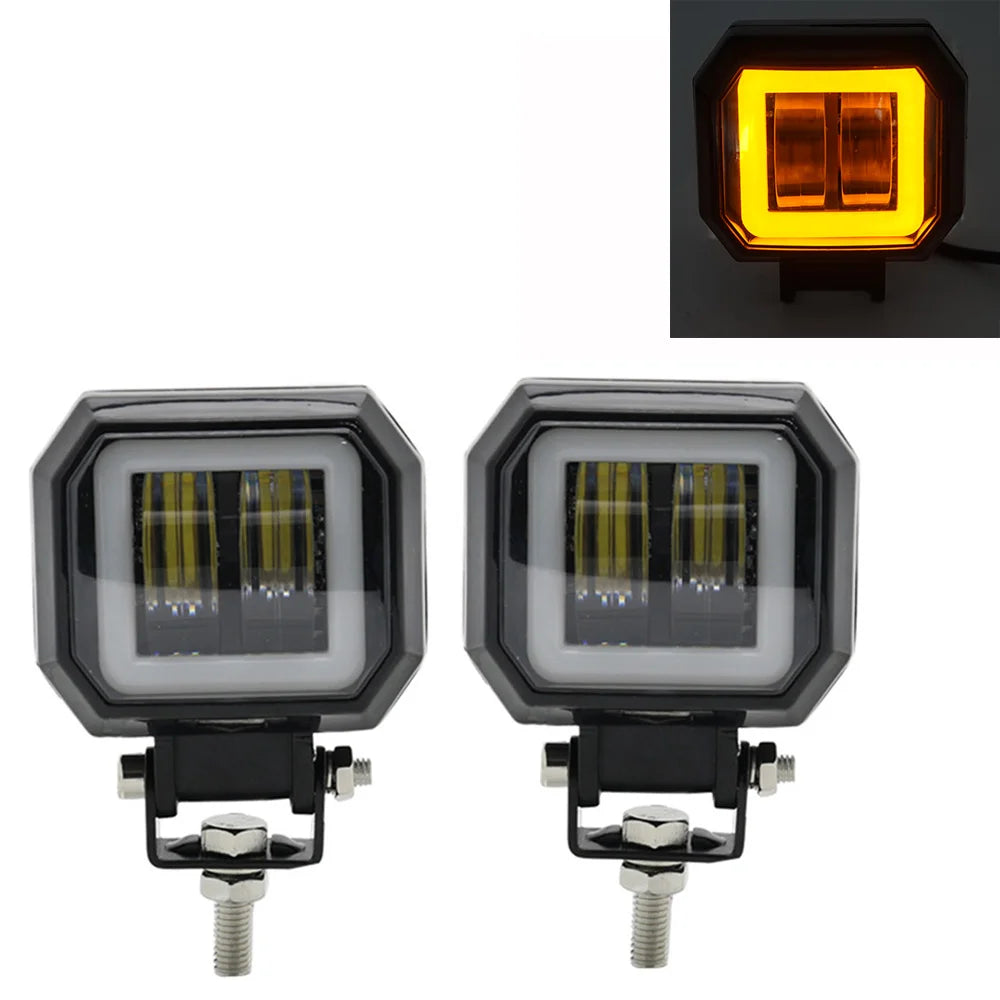 2PCS/1PC 12V-80V Waterproof round Angel Eyes LED Light Portable Spotlights Motorcycle Offroad Truck Driving Car Boat Work Light