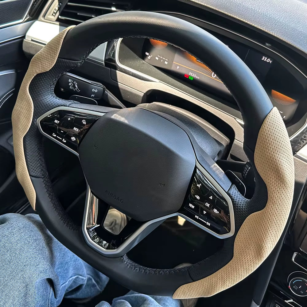 38Cm Car Steering Wheel Covers Booster Micro Fiber Leather Auto Interior Decorative Accessories Universal Carbon Fiber Looking