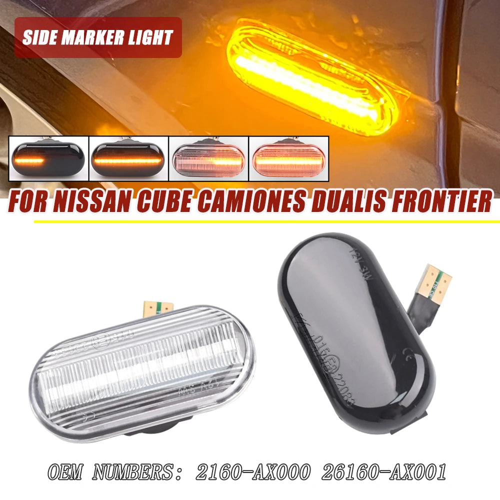 Car Dynamic Side Marker LED Turn Signal Light for Nissan Cube Z11 Tiida C11 Note E11 NE11 Micra K12 NP300 Navara D40 Qashqai J10