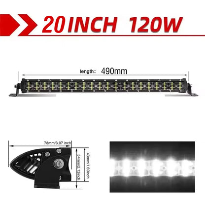 6D Lens Ultra Strip LED Light Bar 8" 14" 20" Inch Driving Fog Lamp Work Light 4X4 Led Bar for Motorcycle Offroad SUV ATV Tractor