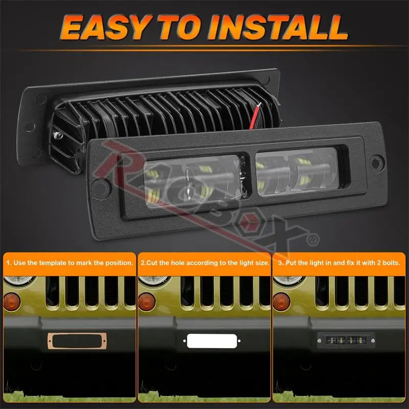 6D Lens Flush Mount Reverse Light 7 Inch LED Work Light Bar White Yellow Driving Fog Lamp for Truck Trailer Camper Van 4X4 SUV