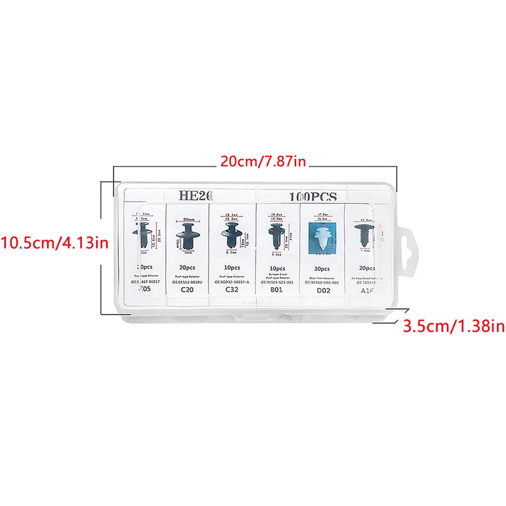 100Pcs Auto Fastener Clip Car Fender Push Retainer Pin Rivet Bumper for Door Trim Panel Retainer, Box/Bag Package