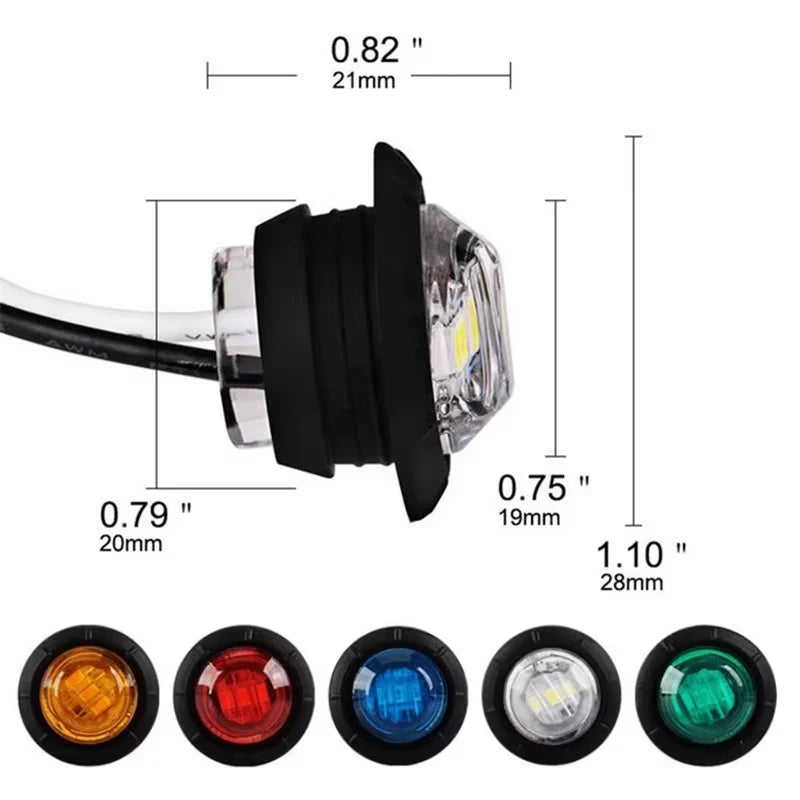 12V 24V LED Side round Marker Lights Indicator Lights Waterproof LED for Truck Trailer Boat Turn Signal Lamp