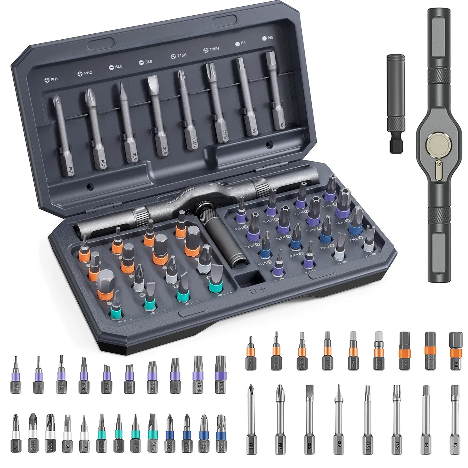 42 in 1 Magnetic Screwdriver Set DIY Ratchet Screwdriver Set Multi Bit Drive Set with Detachable Ratchet Handle for Compute