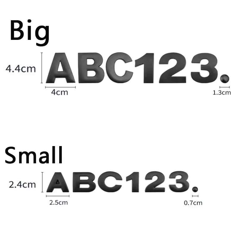 3D Metal DIY Styling Letters Word Alphabet Emblem Decals Numbers Labeling Car Sticker Rear Trunk Logo Digital Badge Accessories