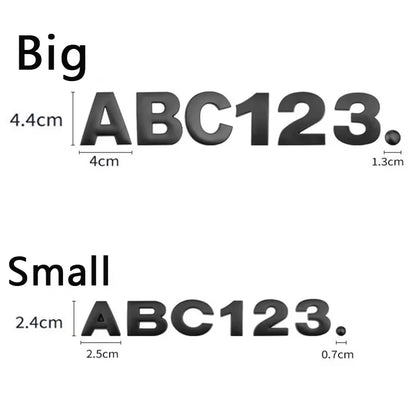 3D Metal DIY Styling Letters Word Alphabet Emblem Decals Numbers Labeling Car Sticker Rear Trunk Logo Digital Badge Accessories