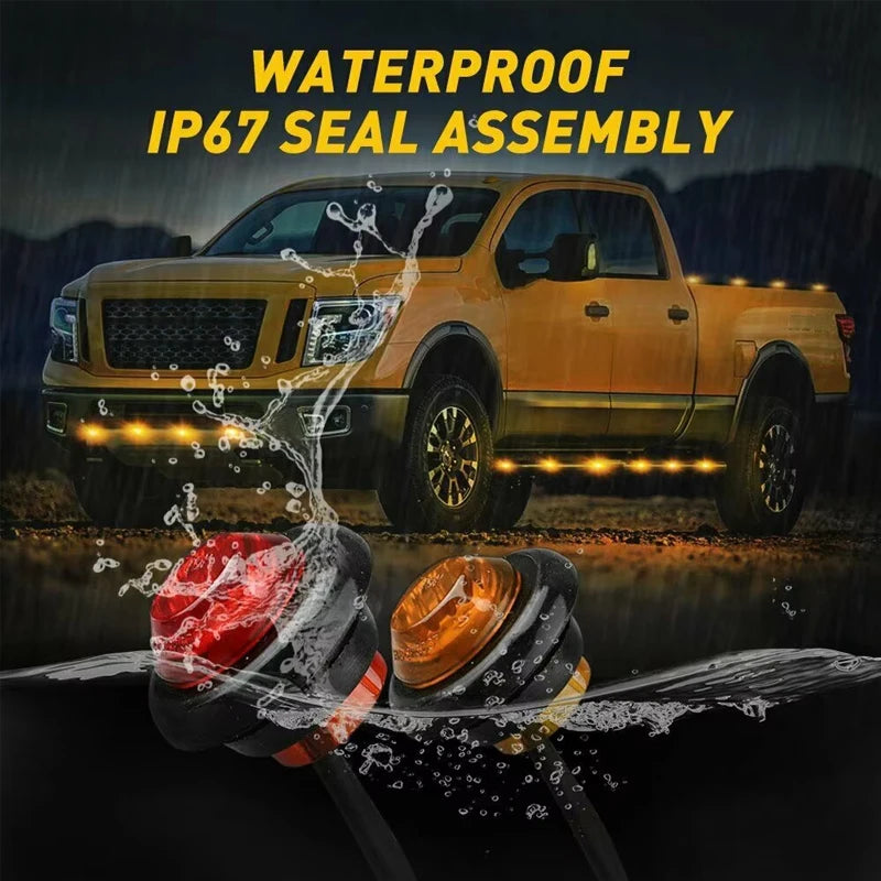 12V 24V LED Side round Marker Lights Indicator Lights Waterproof LED for Truck Trailer Boat Turn Signal Lamp