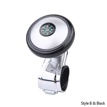 Steering Wheel Spinner Knob with Compass Universal 360 Degree Rotation Metal Power Handle Ball Booster for Car Vehicle Auto