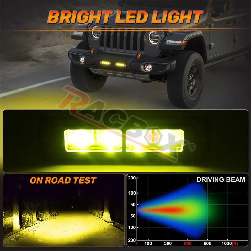 6D Lens Flush Mount Reverse Light 7 Inch LED Work Light Bar White Yellow Driving Fog Lamp for Truck Trailer Camper Van 4X4 SUV