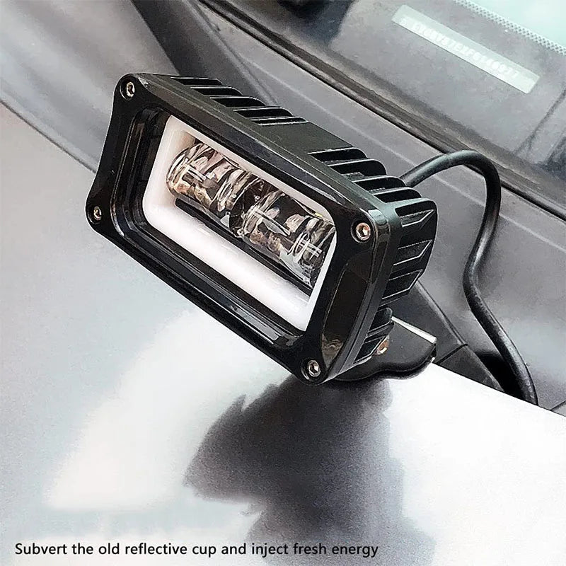 8D 4" Led Motocycle Headlight Auxiliary Spotlights Offroad Fog Lamp White Angel Eye for Jeep Truck Moto Scooters ATV UTV UAZ SUV