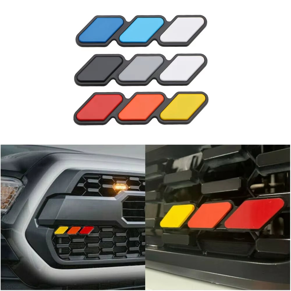 3 Colors Grille Badge Emblem Logo for Toyota Tacoma Tundra 4Runner TRD Highlande Rav4 CHR Strip Air Inlet Auto Car Accessories