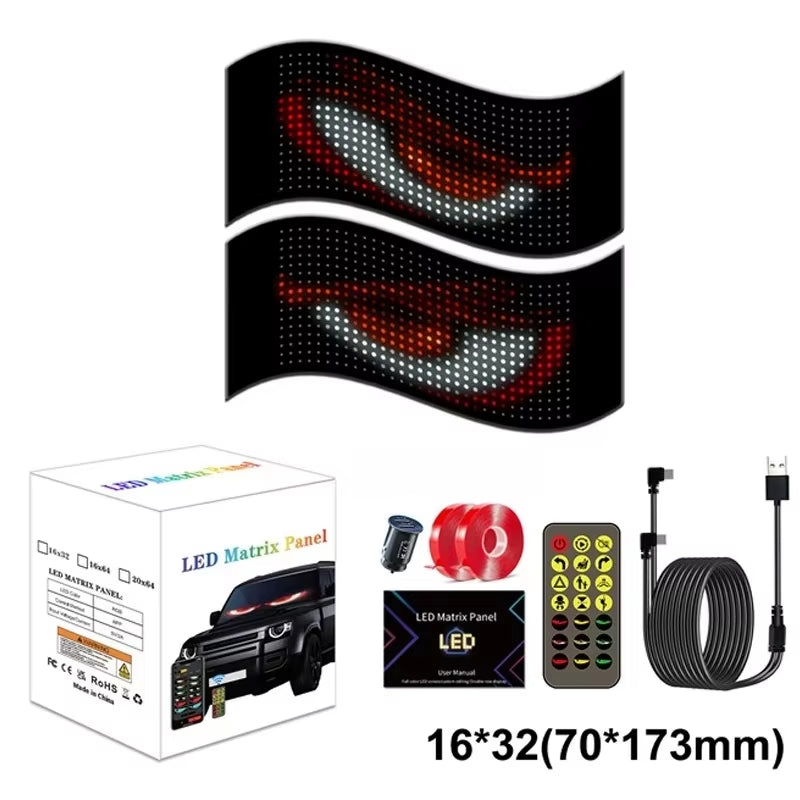 Devil Eyes LED Matrix Pixel Panel Flexible Display for Car Truck Windshield Window Demon Eye Lights APP Control IP65 DIY Light