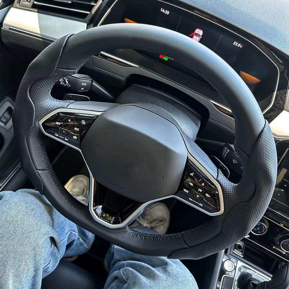 38Cm Car Steering Wheel Covers Booster Micro Fiber Leather Auto Interior Decorative Accessories Universal Carbon Fiber Looking