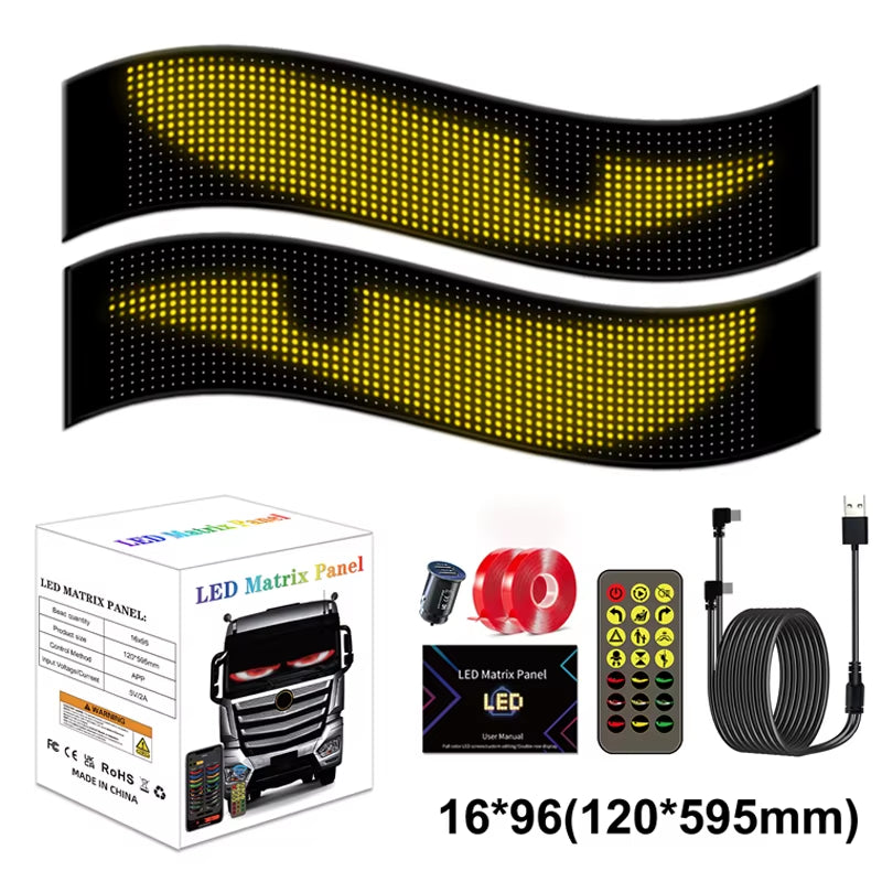 Devil Eyes LED Matrix Pixel Panel Flexible Display for Car Truck Windshield Window Demon Eye Lights APP Control IP65 DIY Light