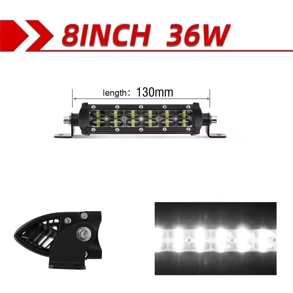 6D Lens Ultra Strip LED Light Bar 8" 14" 20" Inch Driving Fog Lamp Work Light 4X4 Led Bar for Motorcycle Offroad SUV ATV Tractor