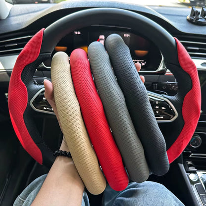 38Cm Car Steering Wheel Covers Booster Micro Fiber Leather Auto Interior Decorative Accessories Universal Carbon Fiber Looking