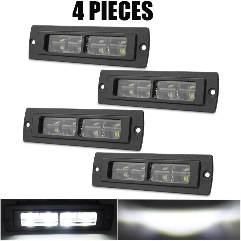 6D Lens Flush Mount Reverse Light 7 Inch LED Work Light Bar White Yellow Driving Fog Lamp for Truck Trailer Camper Van 4X4 SUV