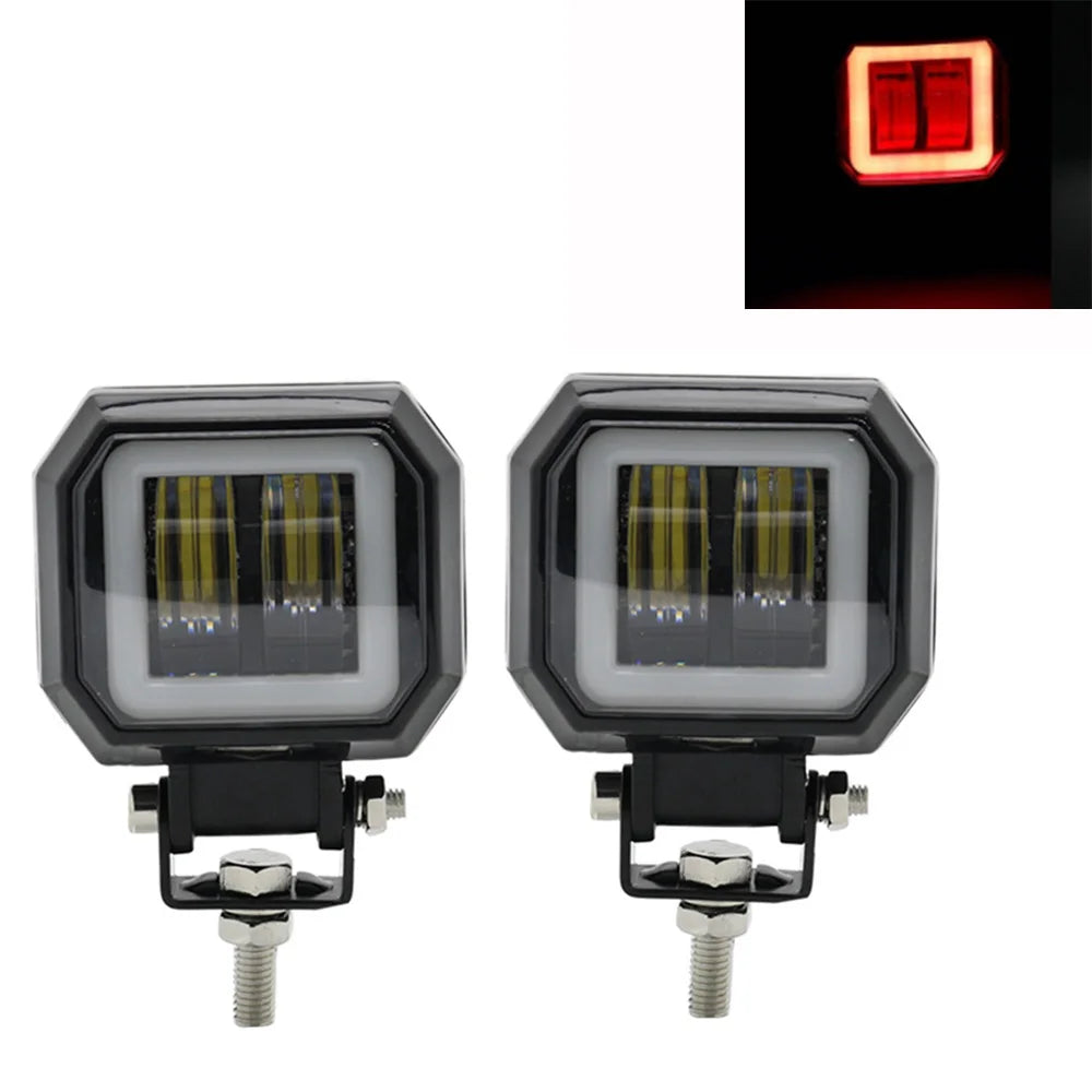 2PCS/1PC 12V-80V Waterproof round Angel Eyes LED Light Portable Spotlights Motorcycle Offroad Truck Driving Car Boat Work Light