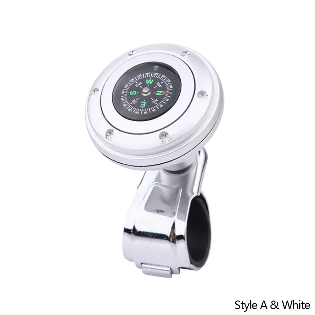 Steering Wheel Spinner Knob with Compass Universal 360 Degree Rotation Metal Power Handle Ball Booster for Car Vehicle Auto
