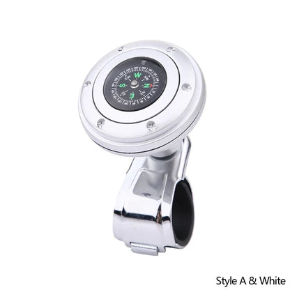 Steering Wheel Spinner Knob with Compass Universal 360 Degree Rotation Metal Power Handle Ball Booster for Car Vehicle Auto