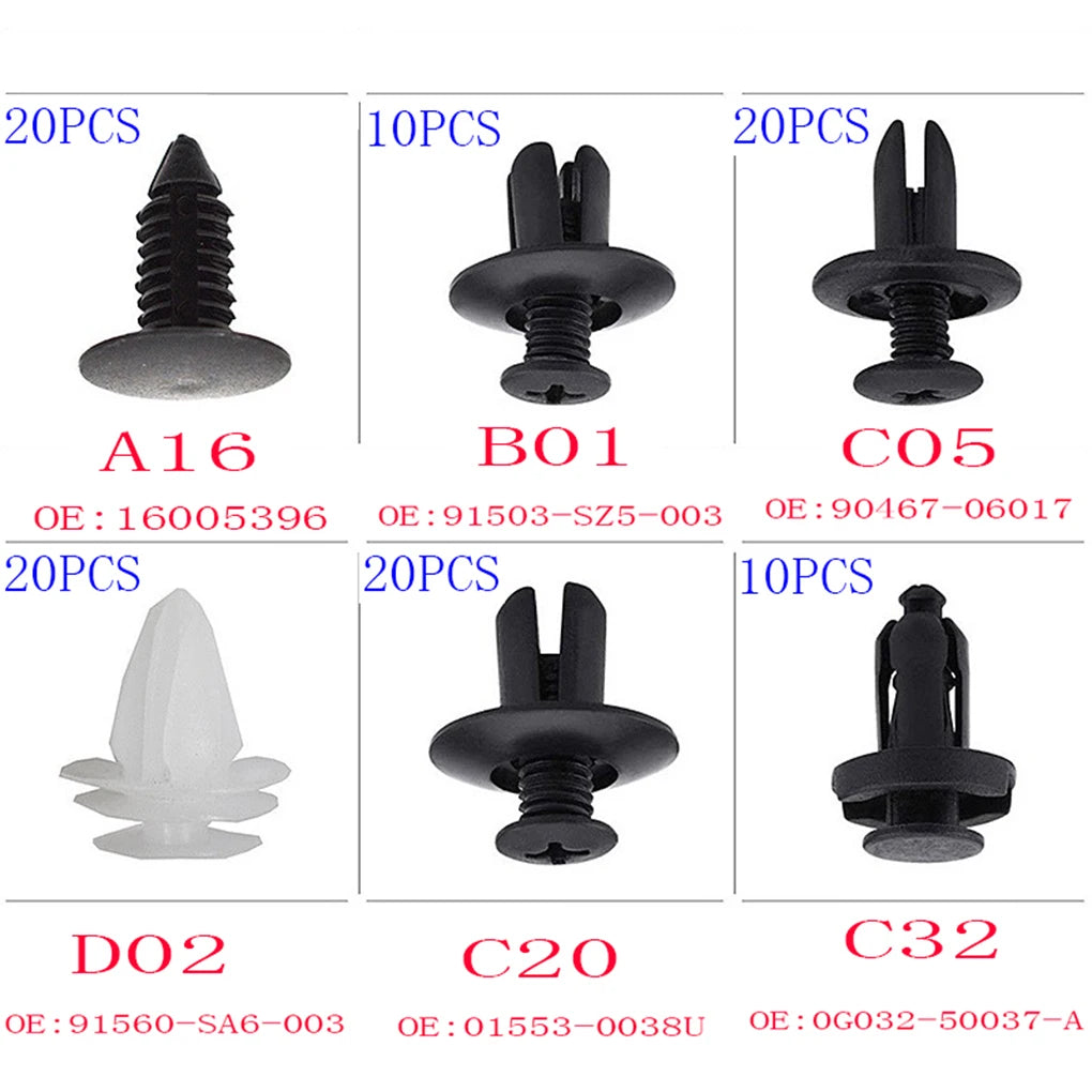 100Pcs Auto Fastener Clip Car Fender Push Retainer Pin Rivet Bumper for Door Trim Panel Retainer, Box/Bag Package