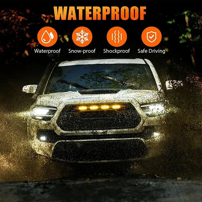 Universal LED Car Lights Front LED Grille Lights with Harness Eagle Eye Lamp for Pickup Off-Road SUV Ford Toyota Car Accessories