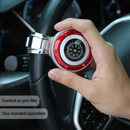 Steering Wheel Spinner Knob with Compass Universal 360 Degree Rotation Metal Power Handle Ball Booster for Car Vehicle Auto