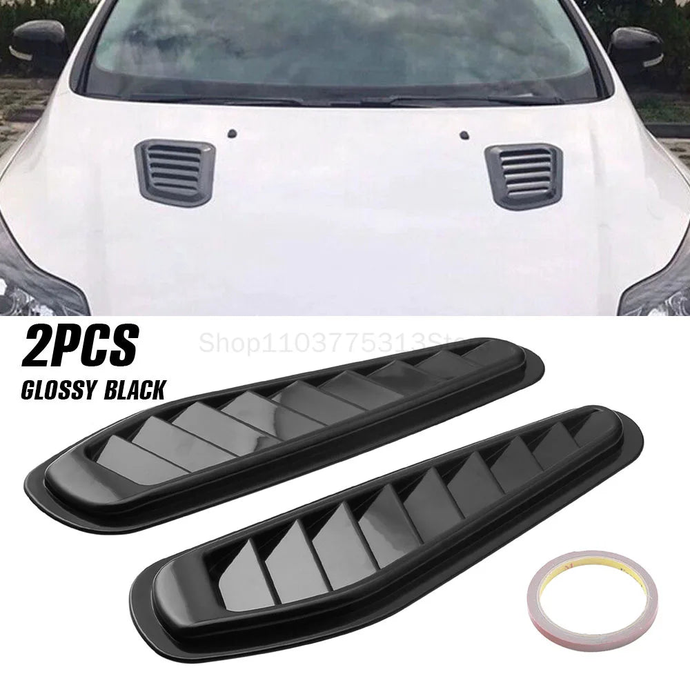 2Pcs Universal Motors Engine Hood Ventilation Port Car Fake Air Outlet Decoration Modification Airflow Intake Hood Accessories