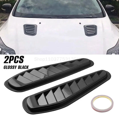2Pcs Universal Motors Engine Hood Ventilation Port Car Fake Air Outlet Decoration Modification Airflow Intake Hood Accessories
