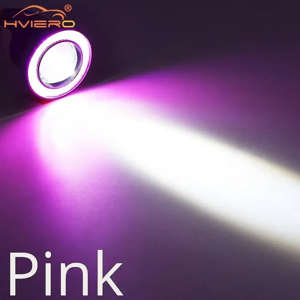 2Pcs Auto 30W Car Driving DRL Fog Lights COB Angel Eye 64/76/89Mm Ambient Lamps Waterproof Daytime Running Bulb Headlight DC 12V