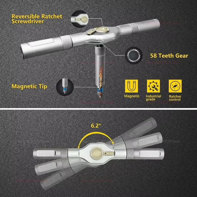 24-In-1 Multifunctional Screwdriver and Ratchet Wrench Set Magnetic Tips Home Repair Tool Kit for DIY Tasks Maintenance Projects