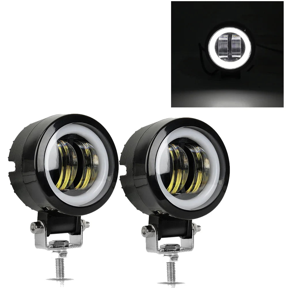 2PCS/1PC 12V-80V Waterproof round Angel Eyes LED Light Portable Spotlights Motorcycle Offroad Truck Driving Car Boat Work Light