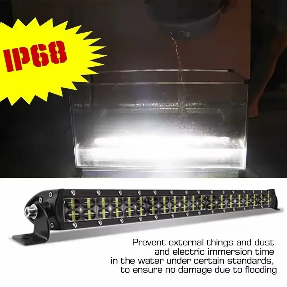 6D Lens Ultra Strip LED Light Bar 8" 14" 20" Inch Driving Fog Lamp Work Light 4X4 Led Bar for Motorcycle Offroad SUV ATV Tractor