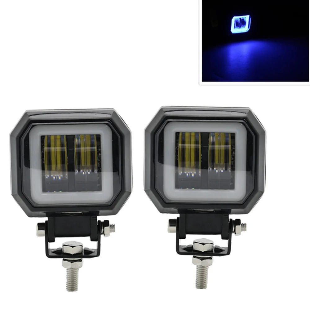 2PCS/1PC 12V-80V Waterproof round Angel Eyes LED Light Portable Spotlights Motorcycle Offroad Truck Driving Car Boat Work Light
