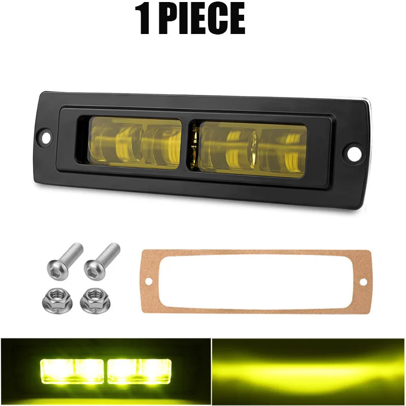 6D Lens Flush Mount Reverse Light 7 Inch LED Work Light Bar White Yellow Driving Fog Lamp for Truck Trailer Camper Van 4X4 SUV