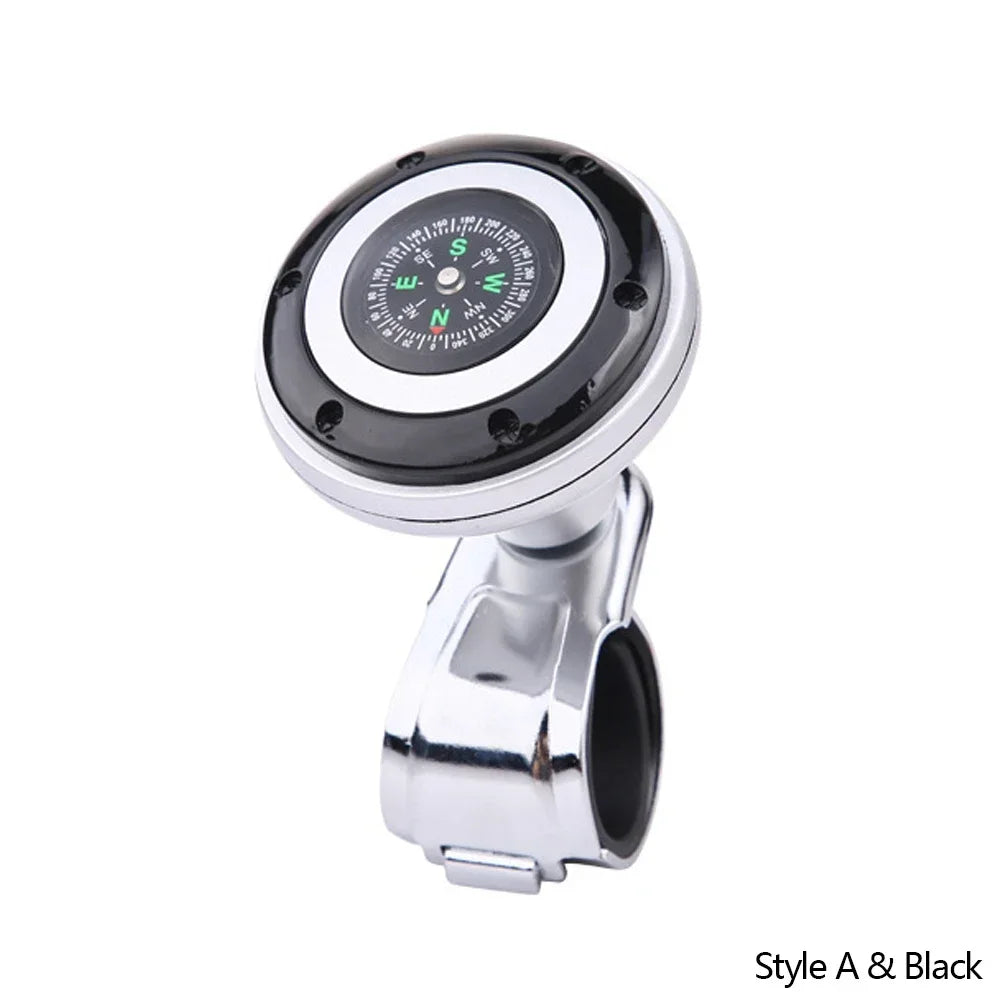 Steering Wheel Spinner Knob with Compass Universal 360 Degree Rotation Metal Power Handle Ball Booster for Car Vehicle Auto