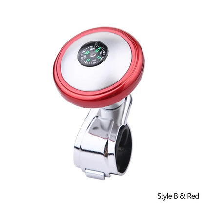 Steering Wheel Spinner Knob with Compass Universal 360 Degree Rotation Metal Power Handle Ball Booster for Car Vehicle Auto