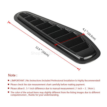 2Pcs Universal Motors Engine Hood Ventilation Port Car Fake Air Outlet Decoration Modification Airflow Intake Hood Accessories